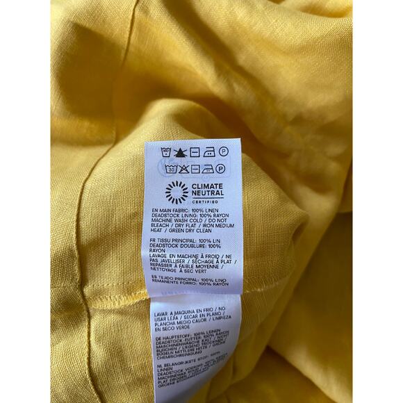 REFORMATION Tala Linen Sunflower Yellow Midi Dress Size 12 NEW - Picture 10 of 12